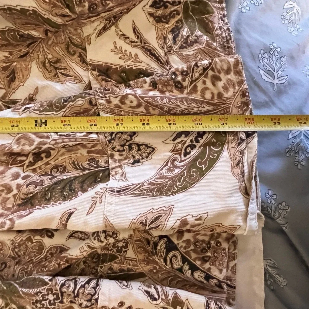 Anthropologie Pilcro Square-Neck Corduroy Babydoll Mini Dress‎ Brown Paisley XS